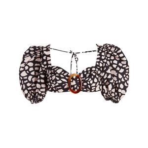 PatBo SPOTTED LINEN CROPPED TOP